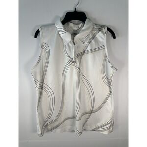 IZOD Golf XL White Sleeveless Polo Zip Athletic Top Perform X Basix Cool-fx Golf